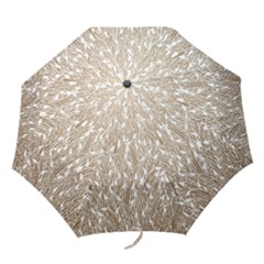 Brown Ombre Feather Pattern, White, Folding Umbrella