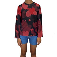 Red Hearts Kid s Long Sleeve Swimwear