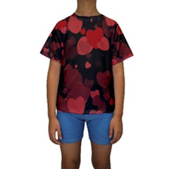 Red Hearts Kid s Short Sleeve Swimwear