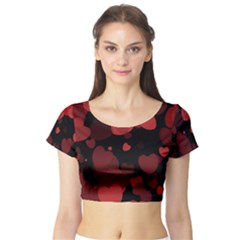 Red Hearts Short Sleeve Crop Top (tight Fit)