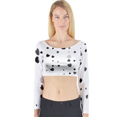 Black Hearts Long Sleeve Crop Top