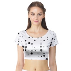 Black Hearts Short Sleeve Crop Top (tight Fit)