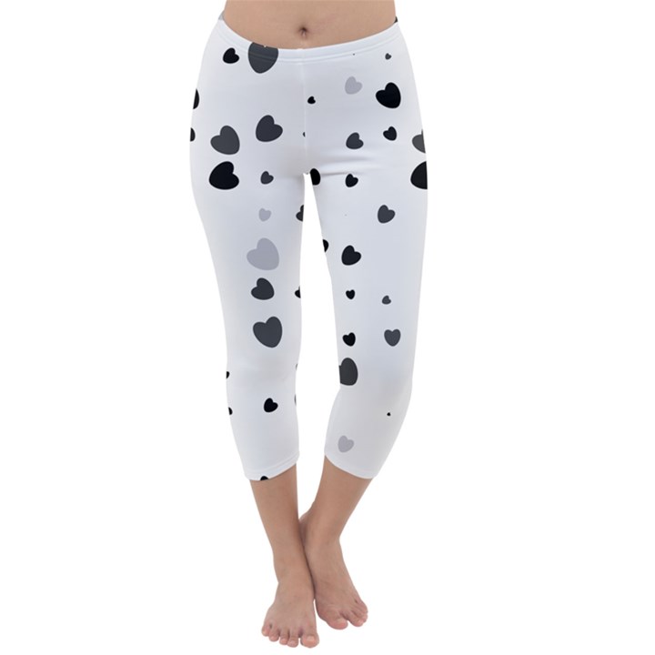 Black Hearts Capri Winter Leggings 