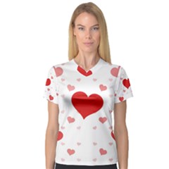 Centered Heart Women s V-neck Sport Mesh Tee