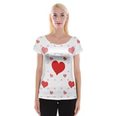 Centered Heart Women s Cap Sleeve Top