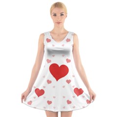 Centered Heart V-neck Sleeveless Skater Dress