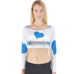 Blue Hearts Long Sleeve Crop Top