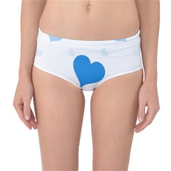 Blue Hearts Mid-waist Bikini Bottoms