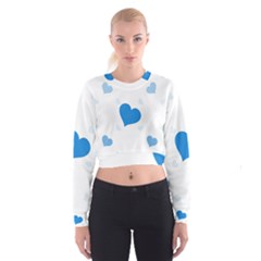 Blue Hearts Women s Cropped Sweatshirt