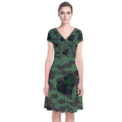 Green Camo Hearts Wrap Dress