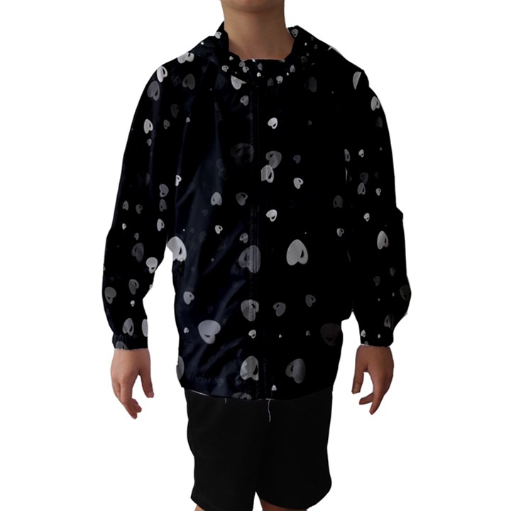 Black and White Hearts Hooded Wind Breaker (Kids)