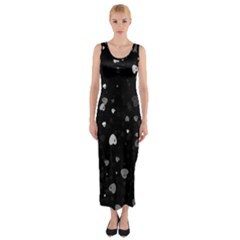 Black And White Hearts Fitted Maxi Dress