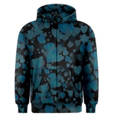 Turquoise Hearts Men s Zipper Hoodie