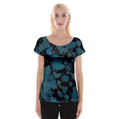 Turquoise Hearts Women s Cap Sleeve Top