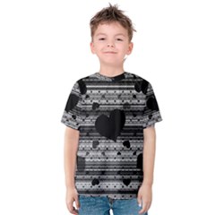 Black And Gray Abstract Hearts Kid s Cotton Tee