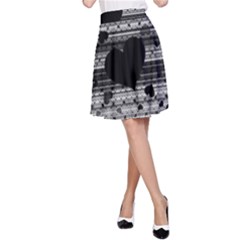 Black And Gray Abstract Hearts A-line Skirt