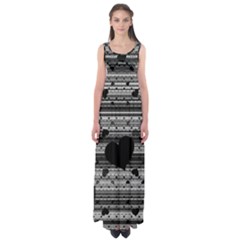 Black And Gray Abstract Hearts Empire Waist Maxi Dress