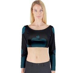 Teal Hearts Long Sleeve Crop Top