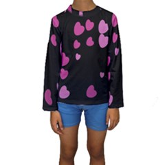 Pink Hearts Kid s Long Sleeve Swimwear