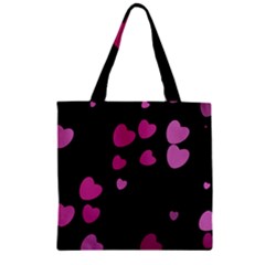 Pink Hearts Zipper Grocery Tote Bag