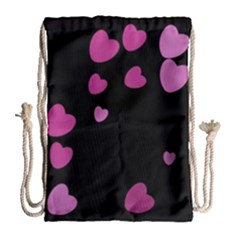 Pink Hearts Drawstring Bag (large)