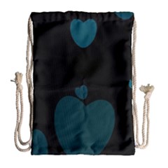 Teal Hearts Drawstring Bag (large)