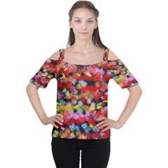 Colorful Brush Strokes                                             Women s Cutout Shoulder Tee