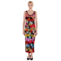 Colorful Brush Strokes                                             Fitted Maxi Dress