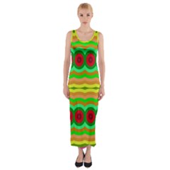 Circles And Waves                                              Fitted Maxi Dress