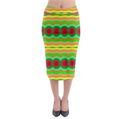 Circles And Waves                                                Midi Pencil Skirt