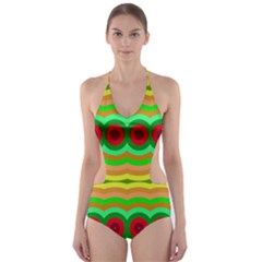 Circles And Waves                                              Cut-out One Piece Swimsuit