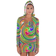 Colorful Whirlpool Watercolors                                                Women s Long Sleeve Hooded T-shirt