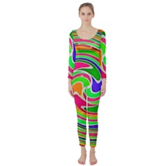 Colorful Whirlpool Watercolors                                                 Long Sleeve Catsuit by LalyLauraFLM