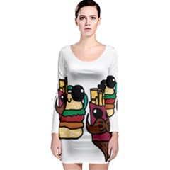 Burger And Fries Long Sleeve Bodycon Dress