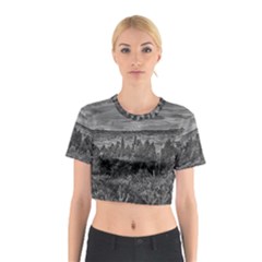 Black And White Landscape Scene Cotton Crop Top