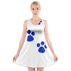 Blue Paws V-neck Sleeveless Skater Dress