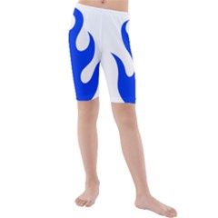 Blue Flames Kid s Mid Length Swim Shorts