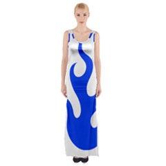 Blue Flames Maxi Thigh Split Dress by TRENDYcouture