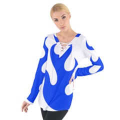 Blue Flames Women s Tie Up Tee