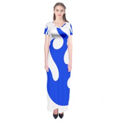 Blue Flames Short Sleeve Maxi Dress