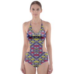 Colorful Duck Cut-out One Piece Swimsuit