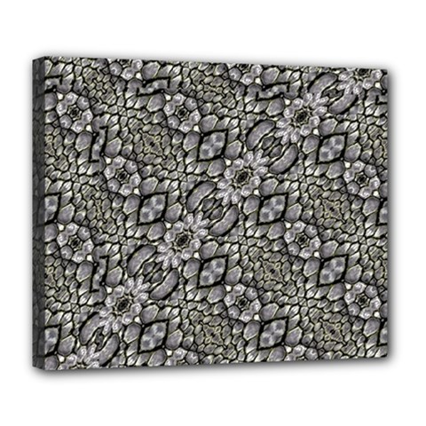 Silver Oriental Ornate  Deluxe Canvas 24  X 20   by dflcprints