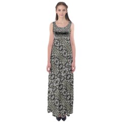 Silver Oriental Ornate Empire Waist Maxi Dress