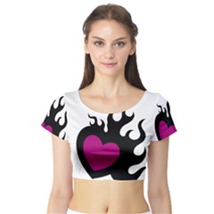 Heartflame Short Sleeve Crop Top (tight Fit)