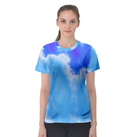 Powder Blue And Indigo Sky Pillow Women s Sport Mesh Tee by TRENDYcouture