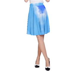 Powder Blue And Indigo Sky Pillow A-line Skirt