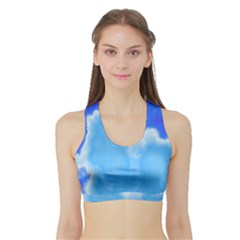 Powder Blue And Indigo Sky Pillow Women s Sports Bra With Border by TRENDYcouture