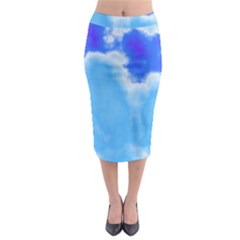 Powder Blue And Indigo Sky Pillow Midi Pencil Skirt