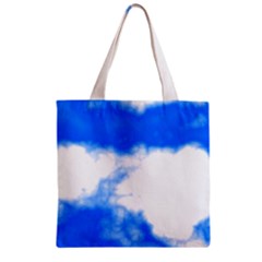 Blue Cloud Zipper Grocery Tote Bag