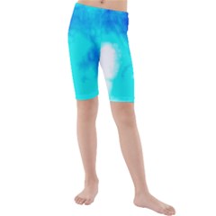 Turquoise Sky  Kid s Mid Length Swim Shorts